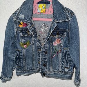 Kids Denim Jacket with Embroidered Patches